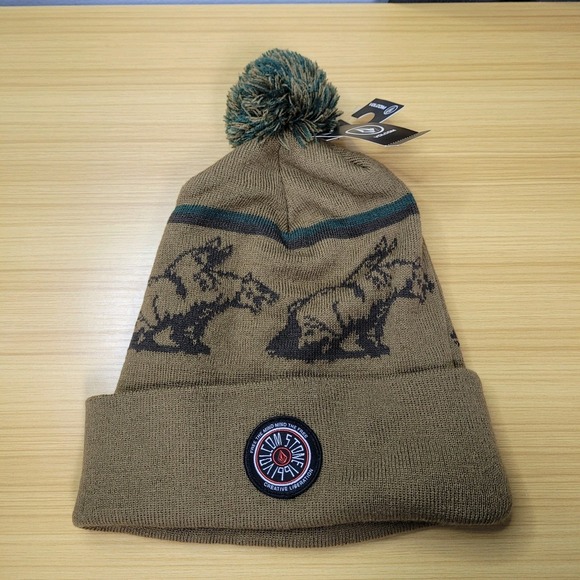Volcom Beanie New with Tags Vintage Bearquard One Size NOS Genuine Brown Green - Picture 1 of 8